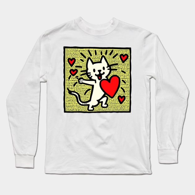 Funny Keith Haring, cats lover Long Sleeve T-Shirt by Art ucef